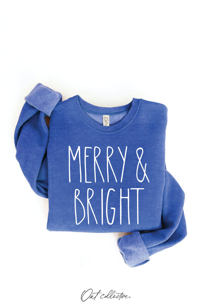 MERRY AND BRIGHT  Graphic Sweatshirt     : MAUVE