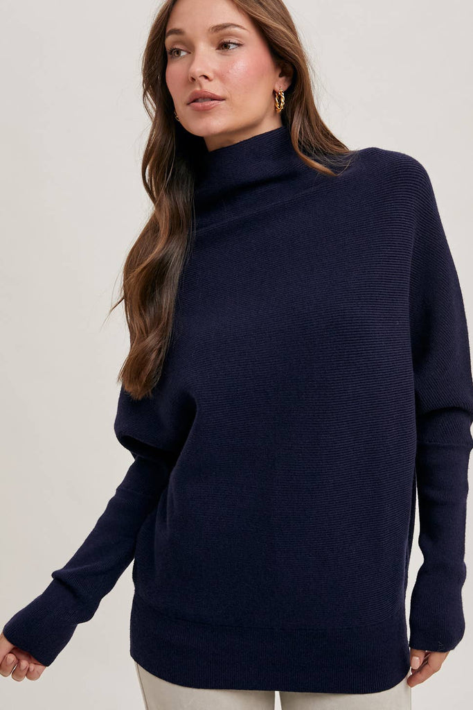 SLOUCH NECK DOLMAN PULLOVER: TOAST