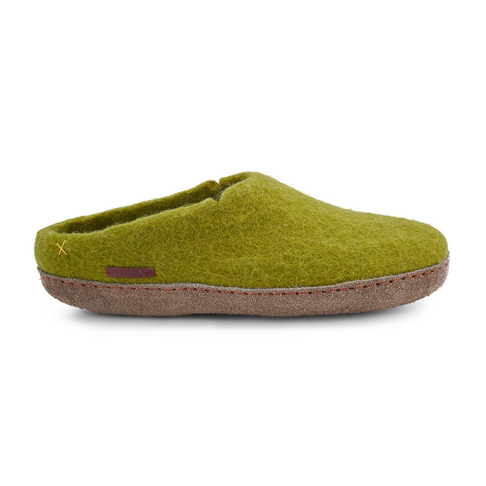 Classic Slipper with leather sole: Grey / Wool / 42