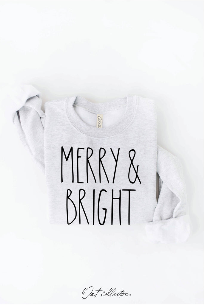 MERRY AND BRIGHT  Graphic Sweatshirt     : MAUVE