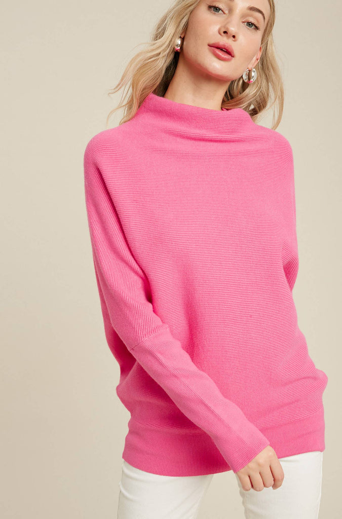 SLOUCH NECK DOLMAN PULLOVER: TOAST