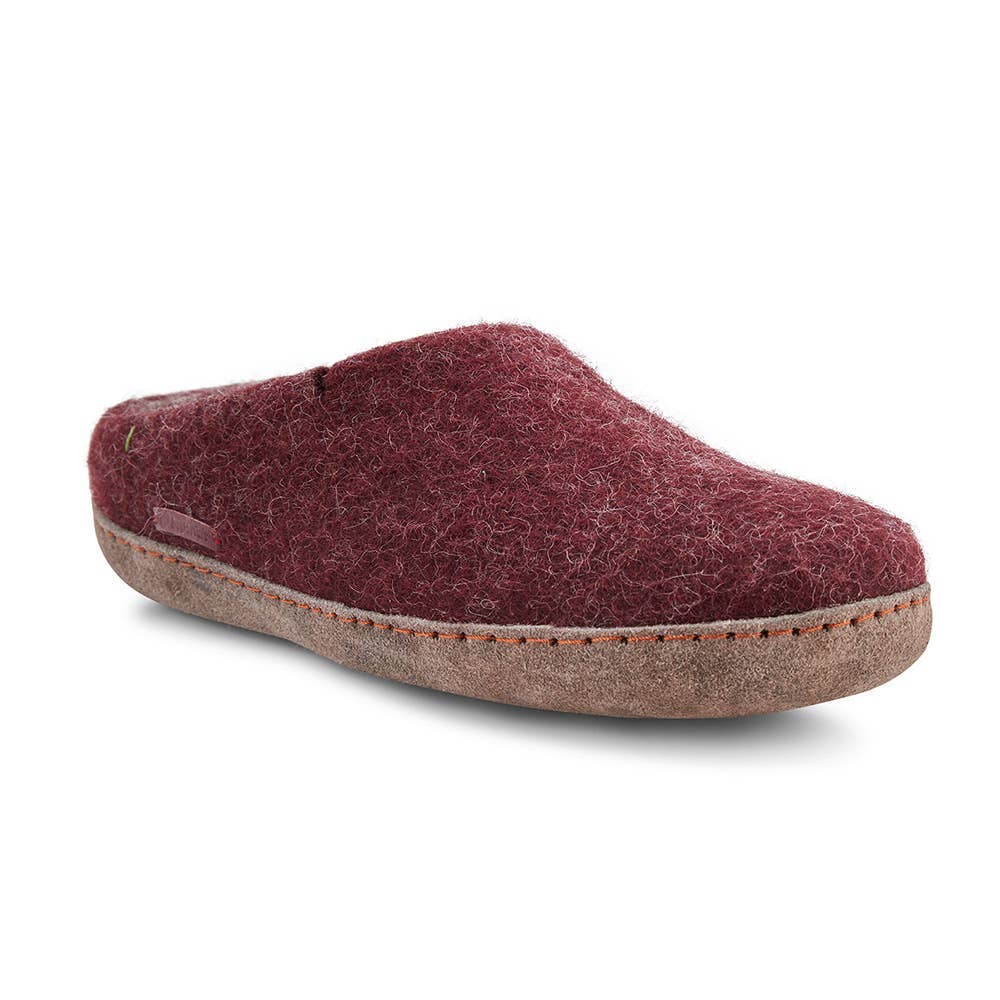 Classic Slipper with leather sole: Black / Wool / 42