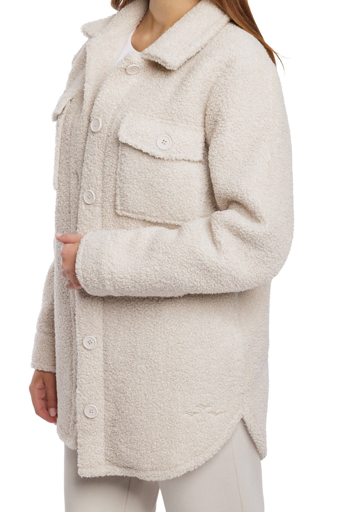 Amber Teddy sherpa shacket in bone: Bone