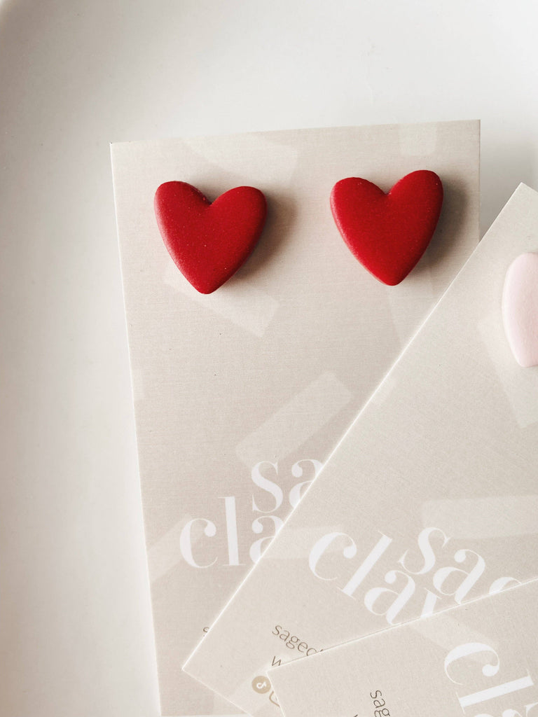 Heart Studs | Made to Order - Handmade Polymer Clay Earrings: Chiffon