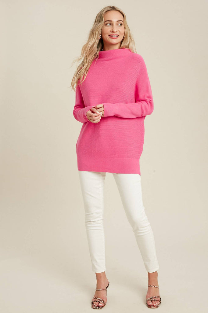 SLOUCH NECK DOLMAN PULLOVER: TOAST