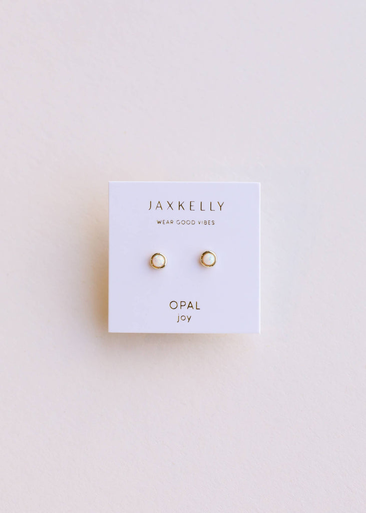 Simple Stud - White Opal- Earring