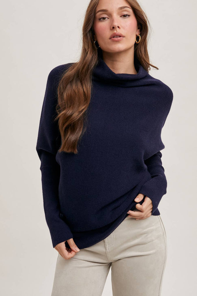 SLOUCH NECK DOLMAN PULLOVER: TOAST