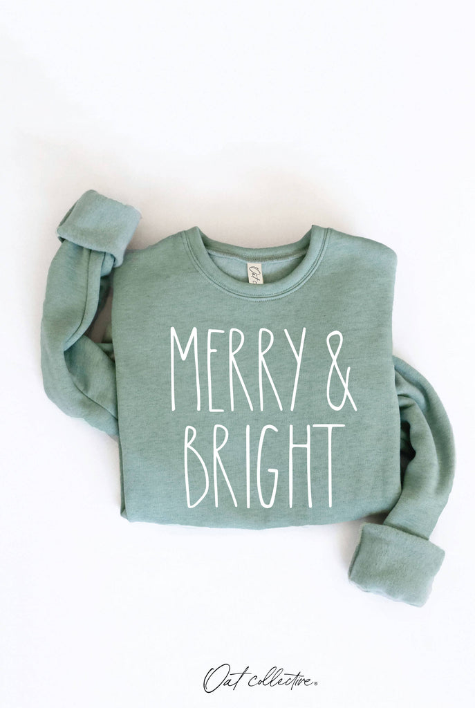 MERRY AND BRIGHT  Graphic Sweatshirt     : MAUVE