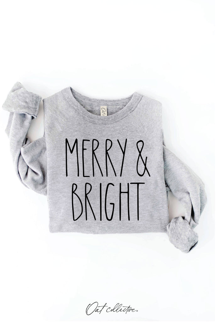 MERRY AND BRIGHT  Graphic Sweatshirt     : MAUVE