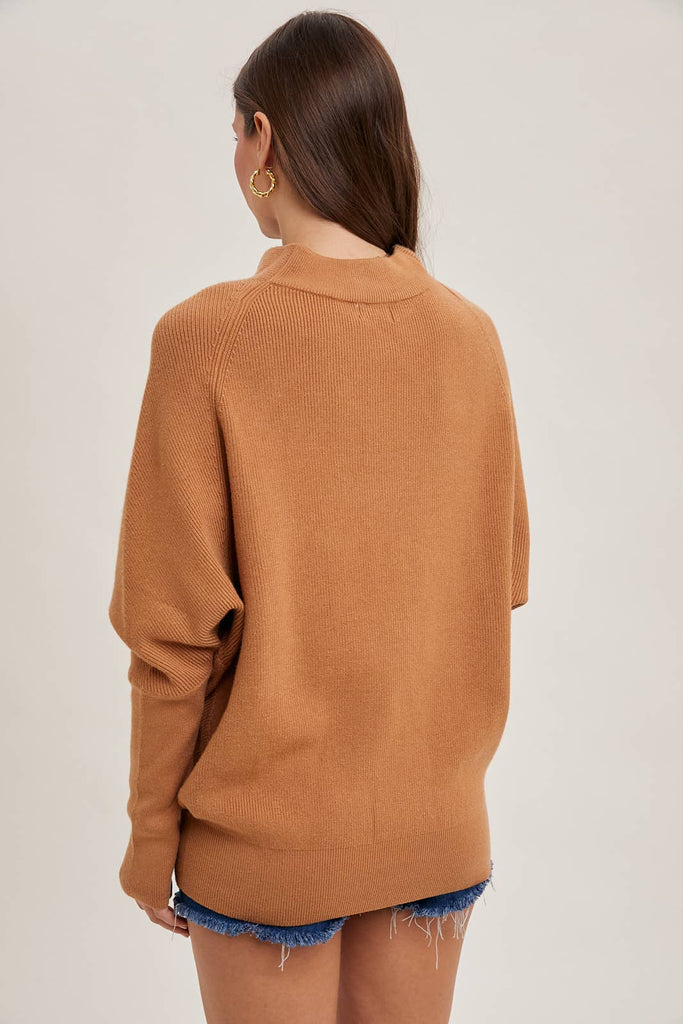 SLOUCH NECK DOLMAN PULLOVER: TOAST