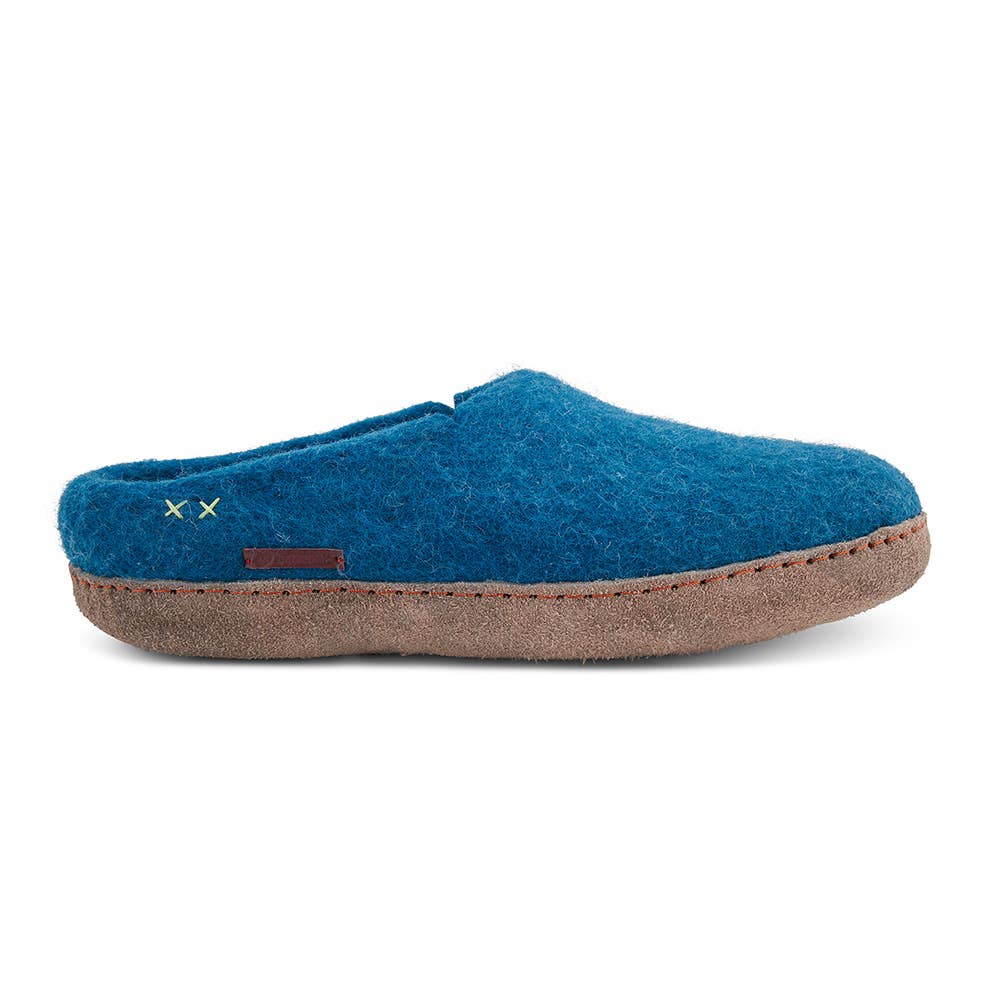 Classic Slipper with leather sole: Black / Wool / 38