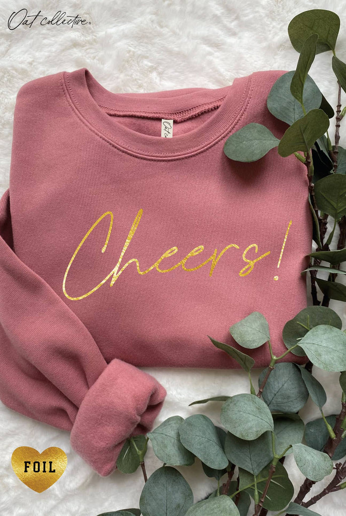 CHEERS! FOIL  Graphic Sweatshirt: HEATHER DUST