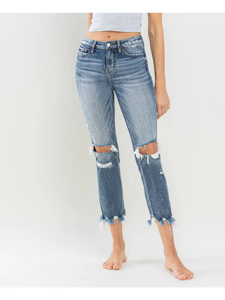 High Rise Slim Straight Jeans