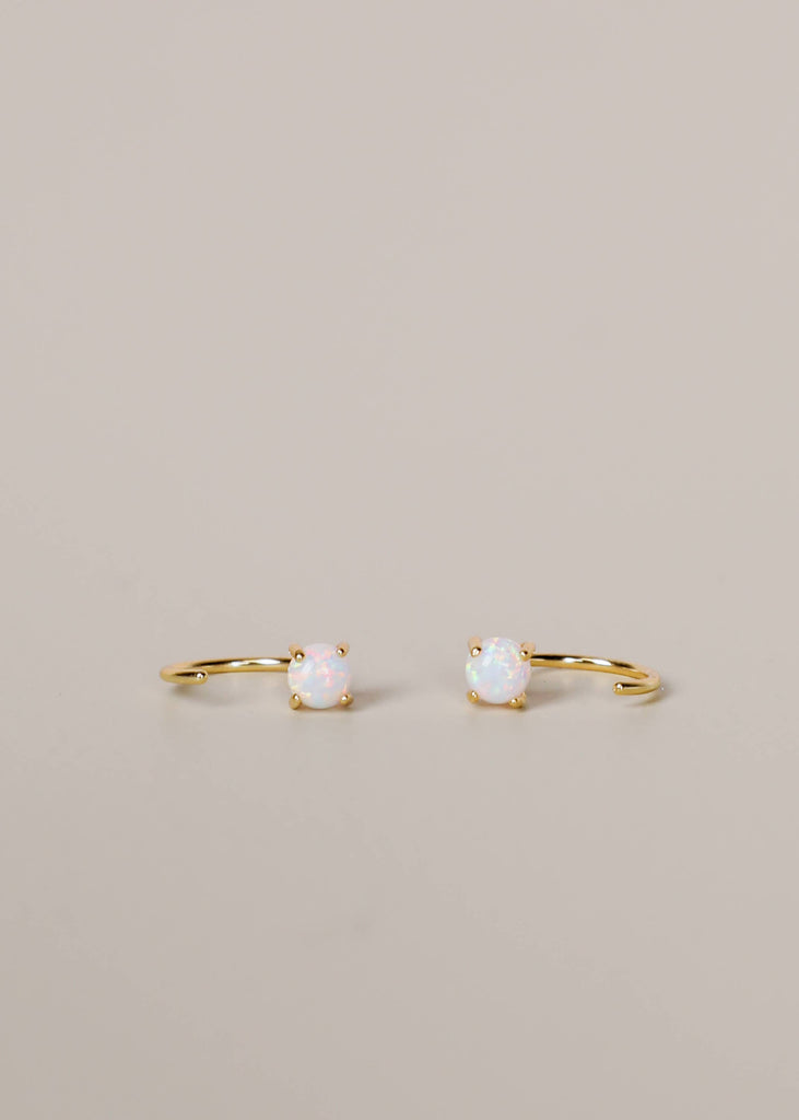 Huggies - White Opal - Earring