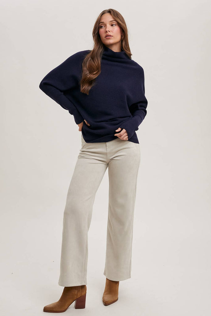 SLOUCH NECK DOLMAN PULLOVER: TOAST