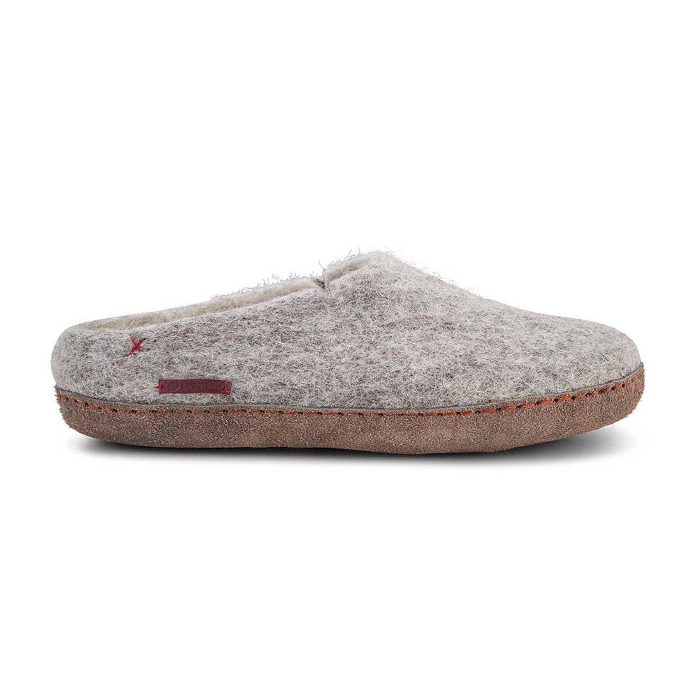 Classic Slipper with leather sole: Grey / Wool / 41