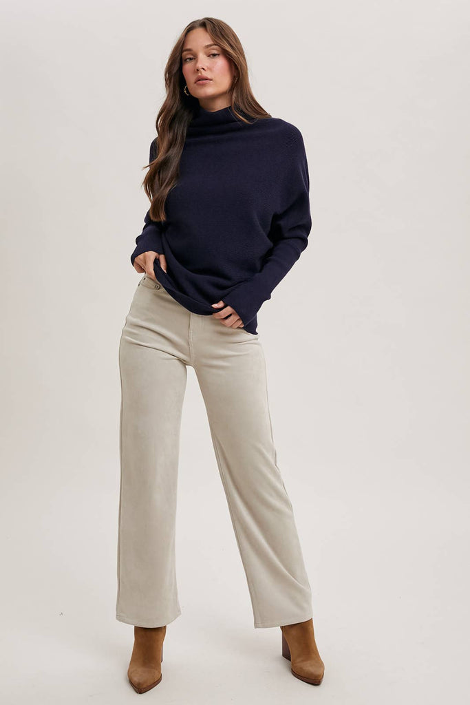 SLOUCH NECK DOLMAN PULLOVER: TOAST