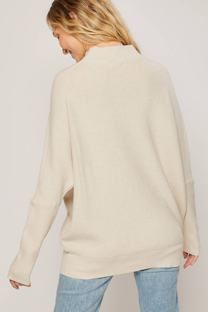 SLOUCH NECK DOLMAN PULLOVER: TOAST