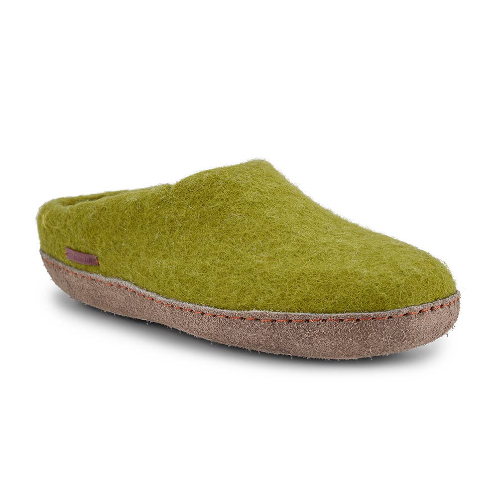 Classic Slipper with leather sole: Black / Wool / 42