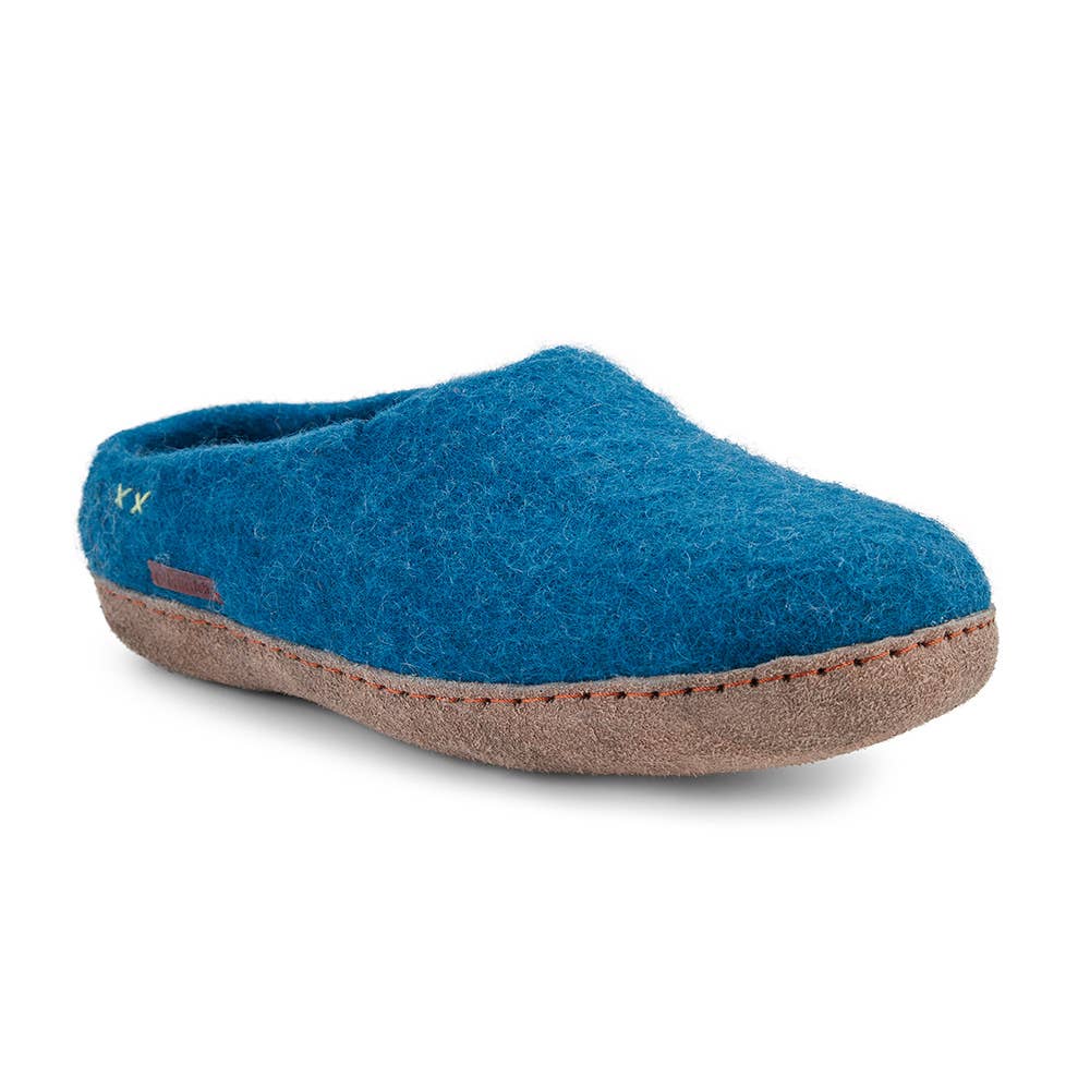 Classic Slipper with leather sole: Black / Wool / 38