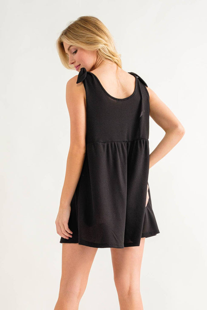 Washed Thermal Sleeveless Tie Romper