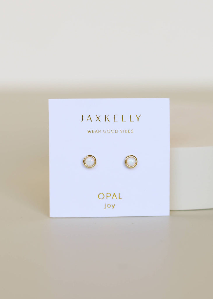 Simple Stud - White Opal- Earring