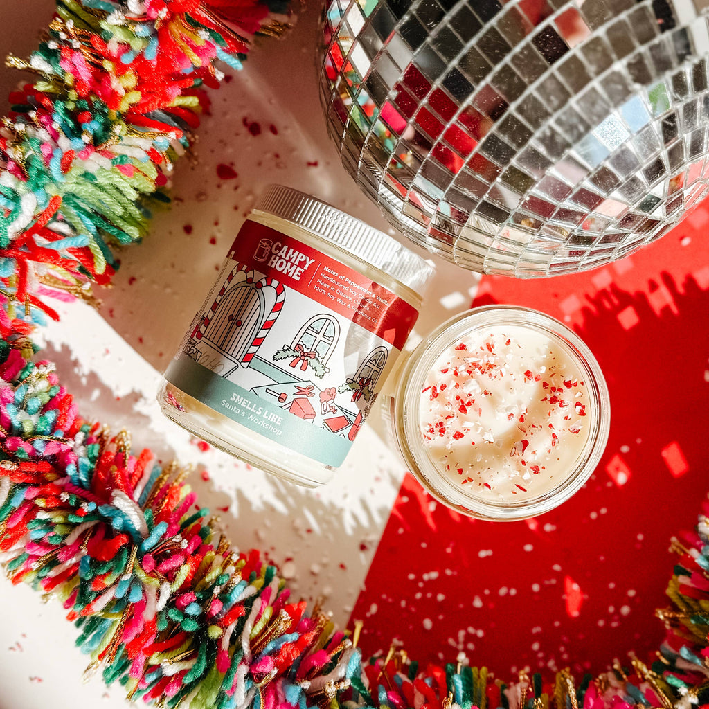 Peppermint and vanilla candle - santa, holiday, candy cane