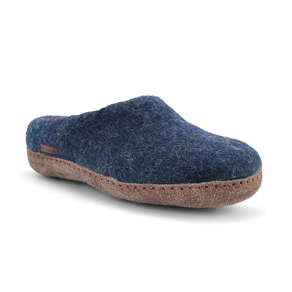 Classic Slipper with leather sole: Black / Wool / 40