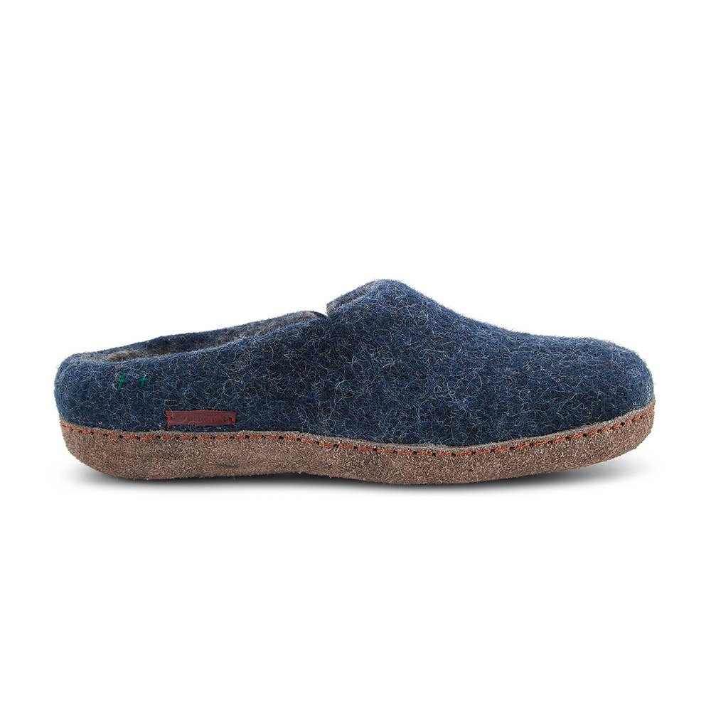 Classic Slipper with leather sole: Grey / Wool / 41