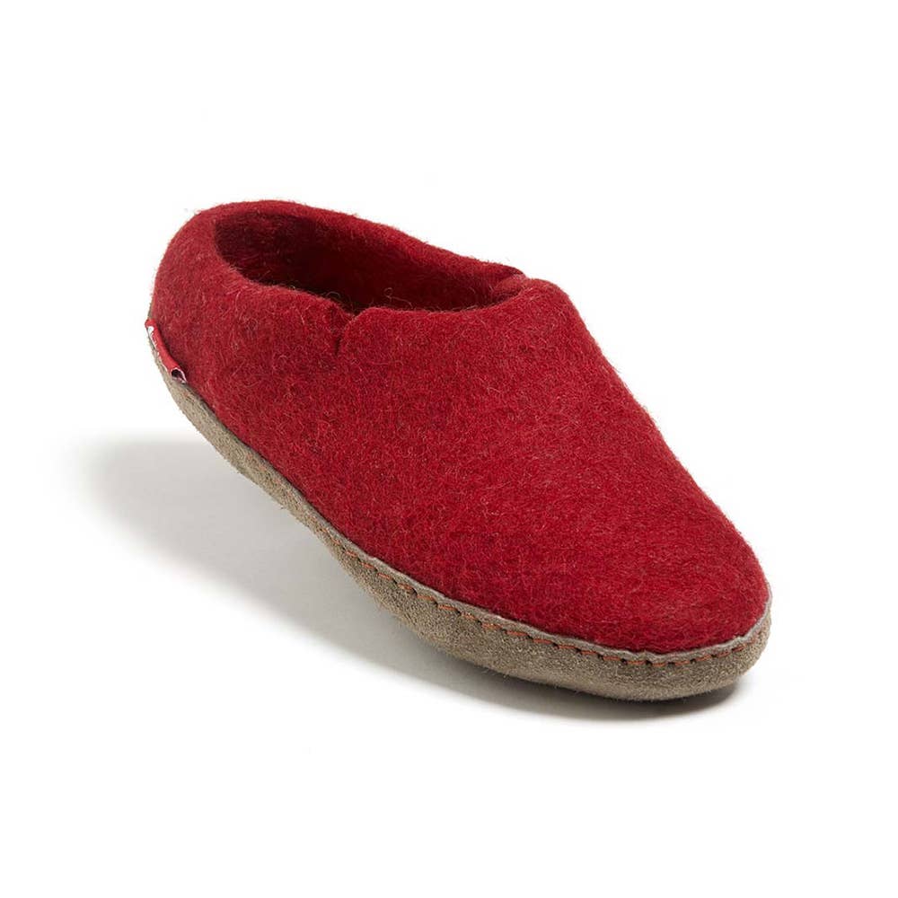 Classic Slipper with leather sole: Black / Wool / 37