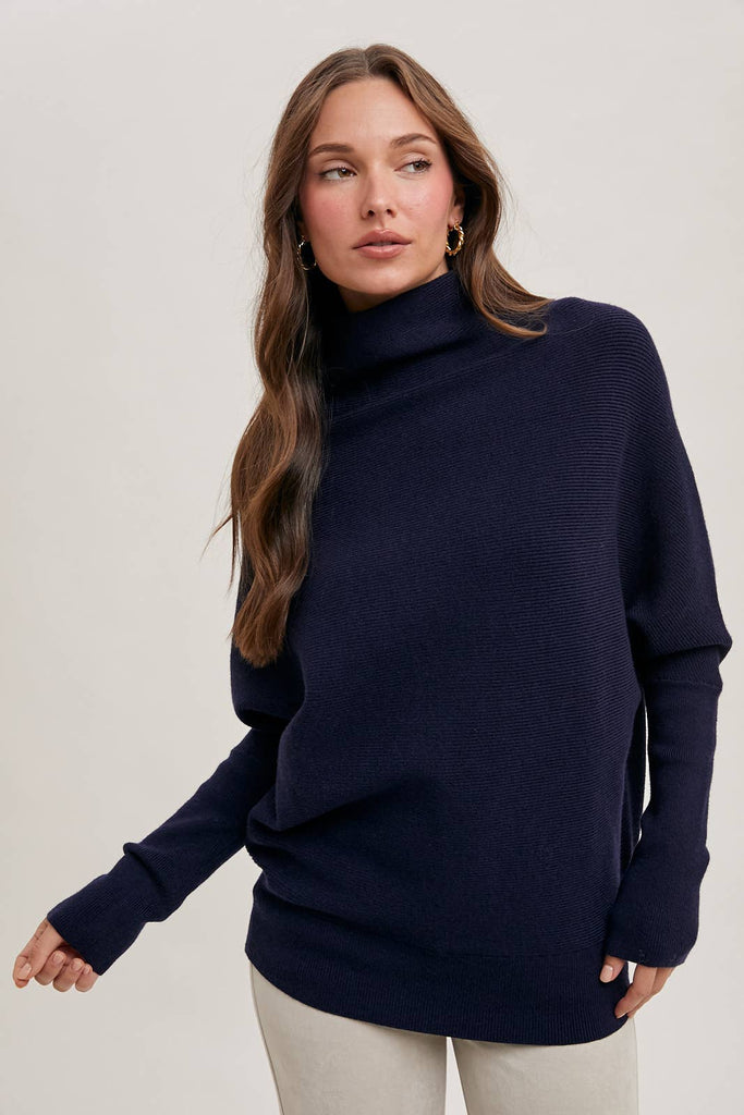 SLOUCH NECK DOLMAN PULLOVER: TOAST