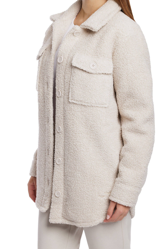 Amber Teddy sherpa shacket in bone: Bone