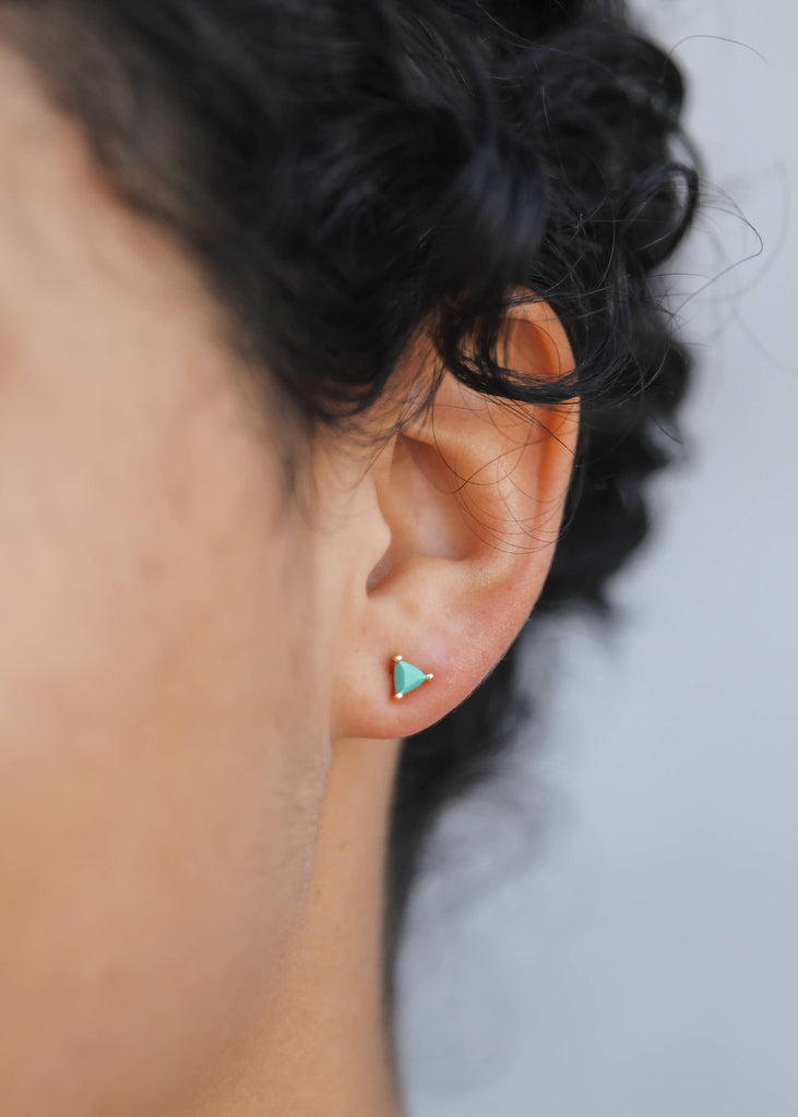 Mini Energy Gem - Turquoise - Gold Earrings