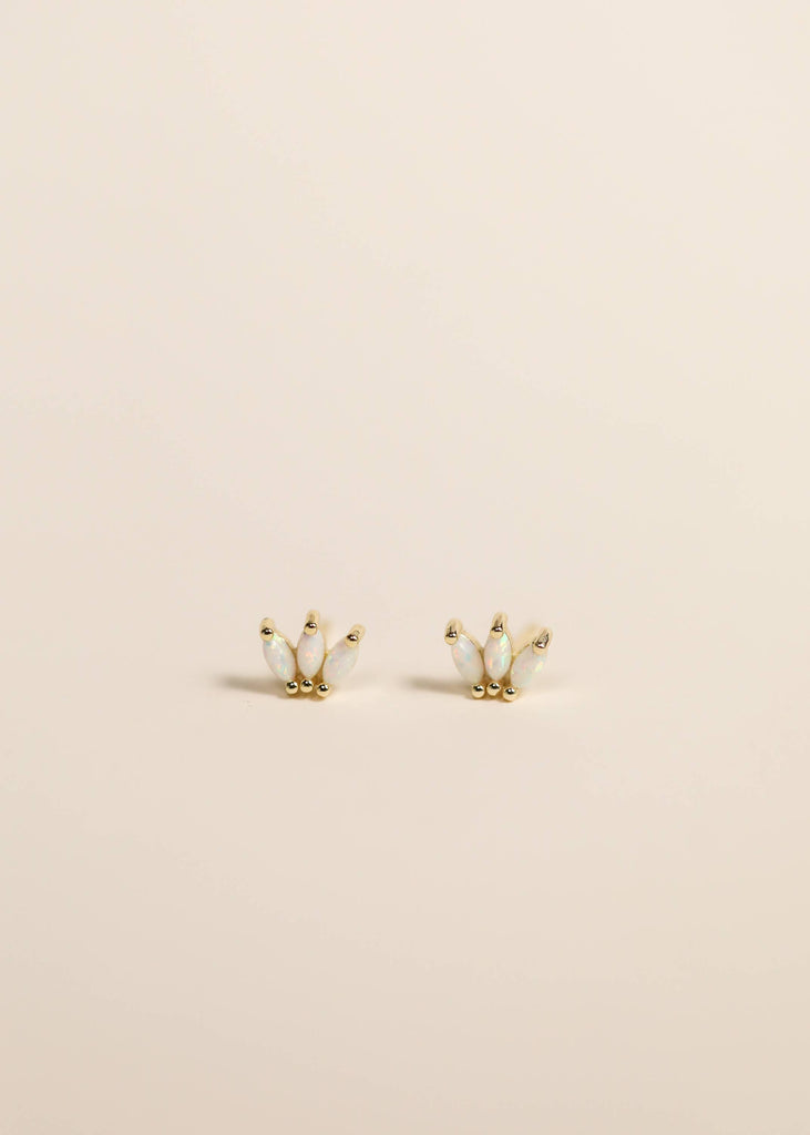 Opal Crown Stud - White